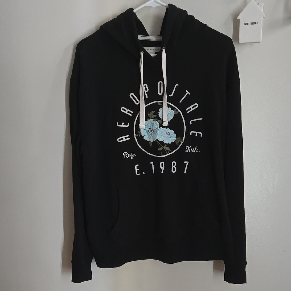 Aeropostale Black Graphic Floral Hoodie - Picture 2 of 6